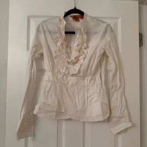 Tory Burch Cream Ruffled Blouse